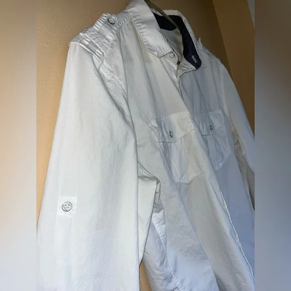 Calvin Klein Jeans White Lightweight Button-Up Shirt. 100% cotton - Picture 8 of 16